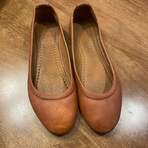 FRYE CARSON BALLET COGNAC DISTRESS CALF LEATHER BALLET FLATS 9 3472126 Size 8.5